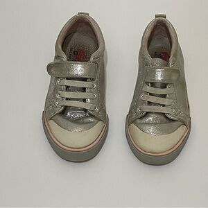 See Kai Run silver sneakers elastic laces
